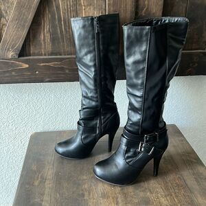 Db Dk fashion black knee leather boots Sz- 7.5